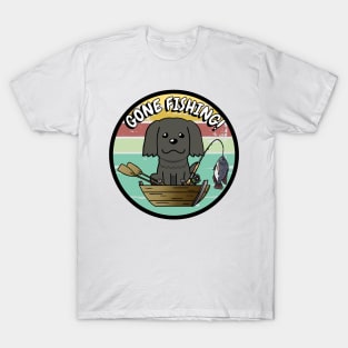 Cute black dog has gone fishing T-Shirt